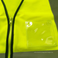 Chaleco de seguridad amarillo con cierre de cremallera de bolsillo con tarjeta de PVC